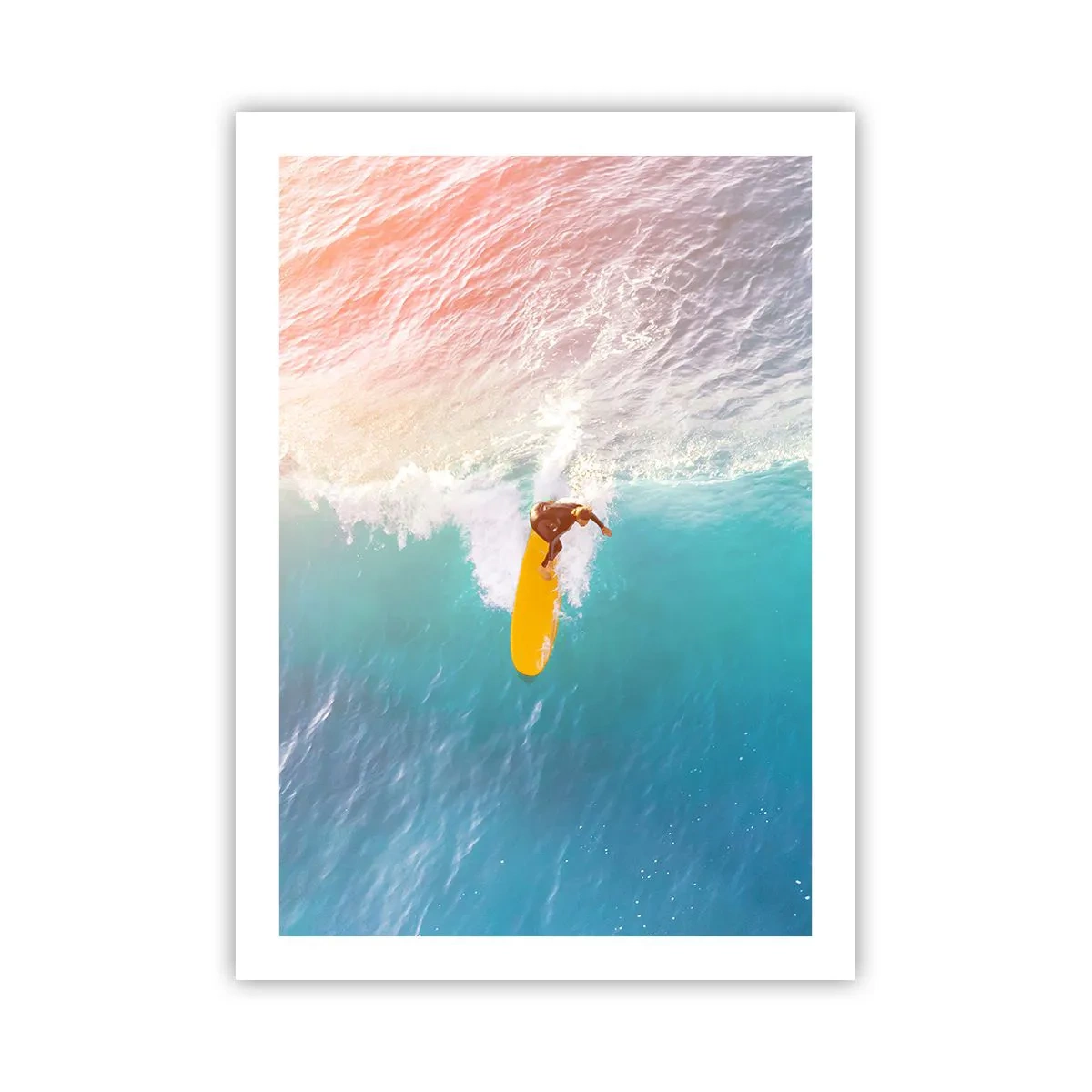 Póster - Un surfista montando una ola bajo los rayos del sol poniente. - 50x70cm - Jinete del océano - Decoración de pared moderna para salón y dormitorio ARTTOR