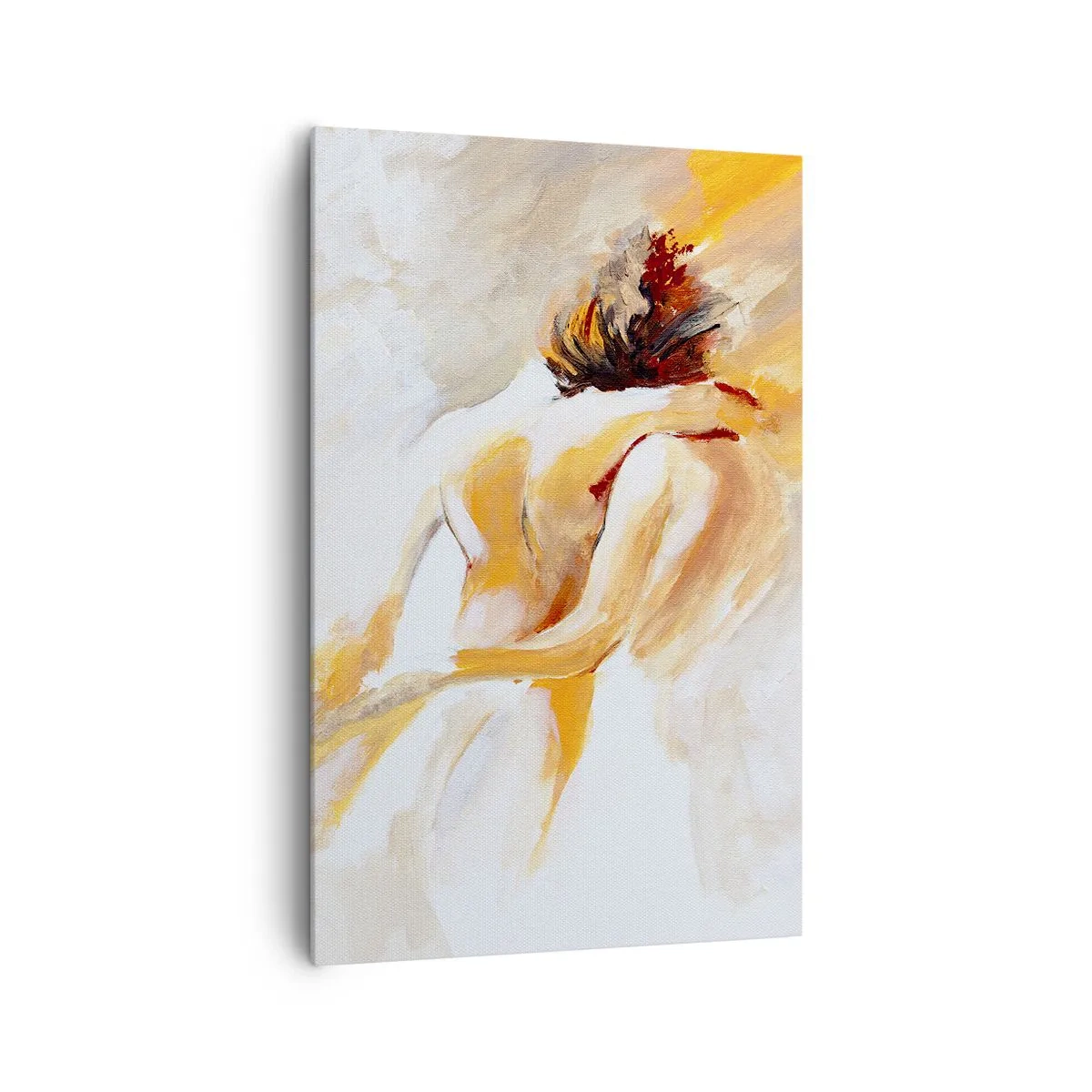 Cuadro sobre lienzo - Impresión de Imagen - Escena abstracta de un abrazo romántico. - 80x120cm - En un cielo de cercanía - Decoración de pared moderna para salón y dormitorio ARTTOR