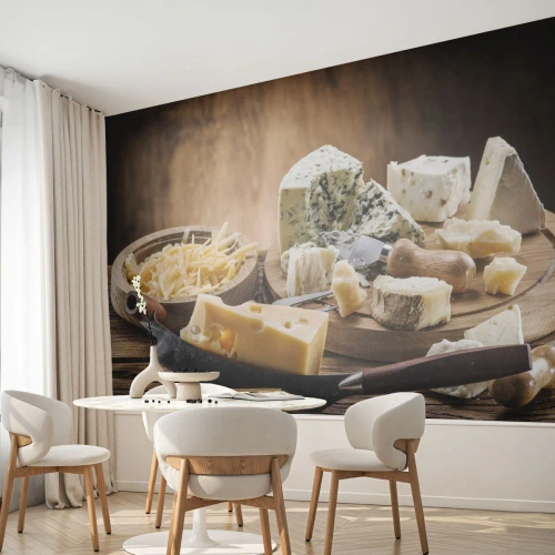 Fotomural Premium Canvas - Degustación de quesos - Gastronomía, Tabla de quesos, Culinario - 450x315 cm