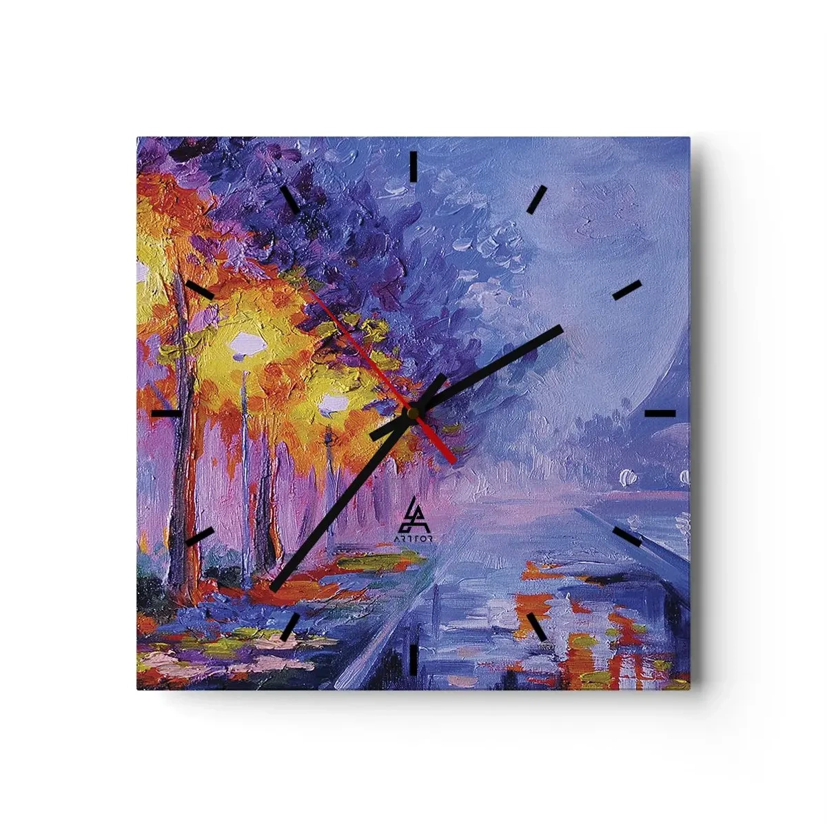 Reloj de pared - Reloj de vidrio - Una avenida con farolas en París con la Torre Eiffel al fondo - 30x30cm - Un paseo de ensueño - Decoración de pared moderna para salón y dormitorio ARTTOR