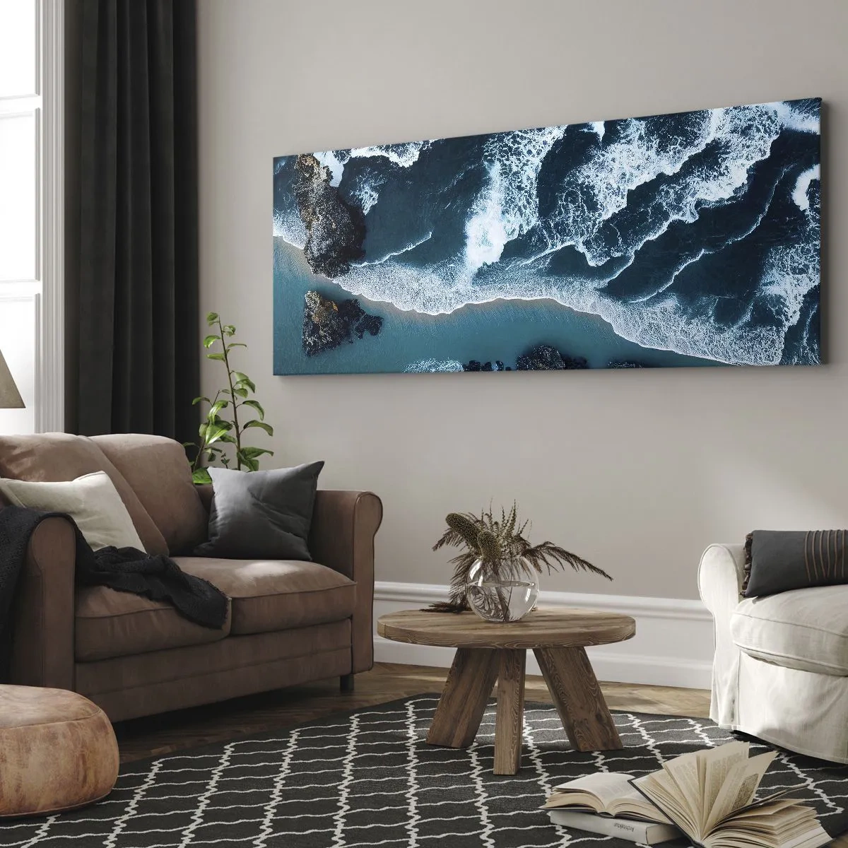 Cuadro sobre lienzo - Impresión de Imagen - Rodeadas por las olas - 100x40 cm