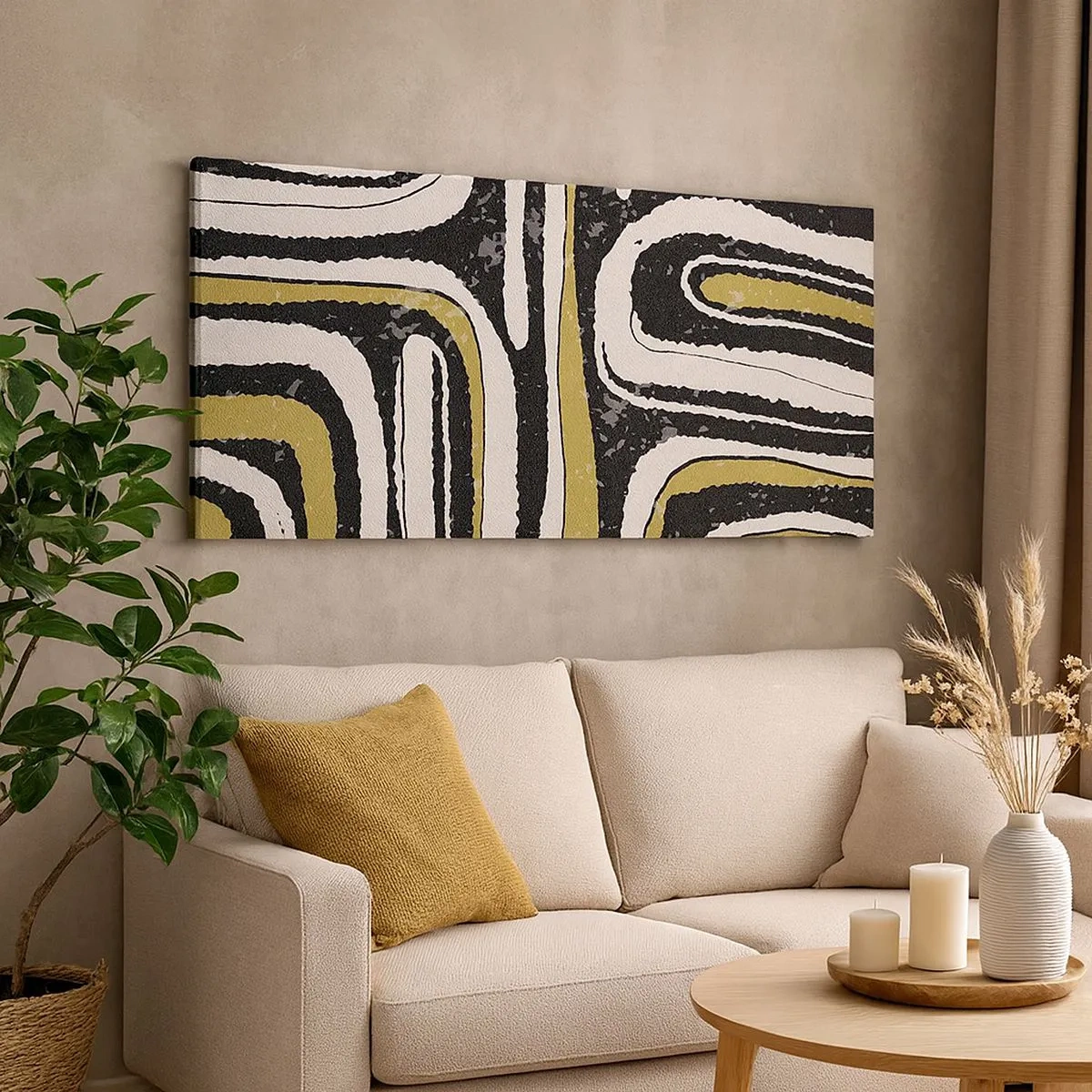 Cuadro sobre lienzo - Impresión de Imagen - Composición: tramos y callejones - 100x40 cm