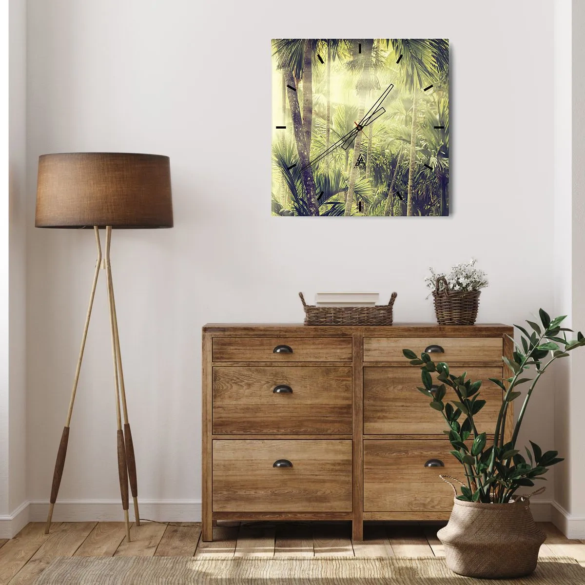 Reloj de pared - Reloj de vidrio - En el cálido verde - 40x40 cm