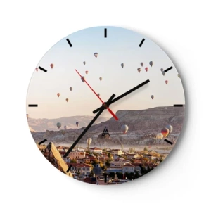 Reloj de pared - Reloj de vidrio - Surcando los cielos - 40x40 cm