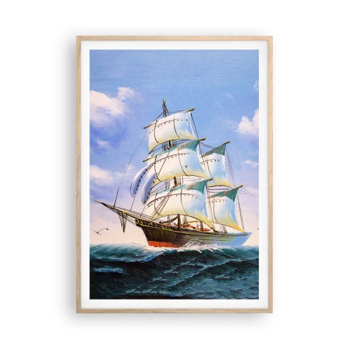 Póster en marco roble claro - Orgulloso con el viento - 70x100 cm