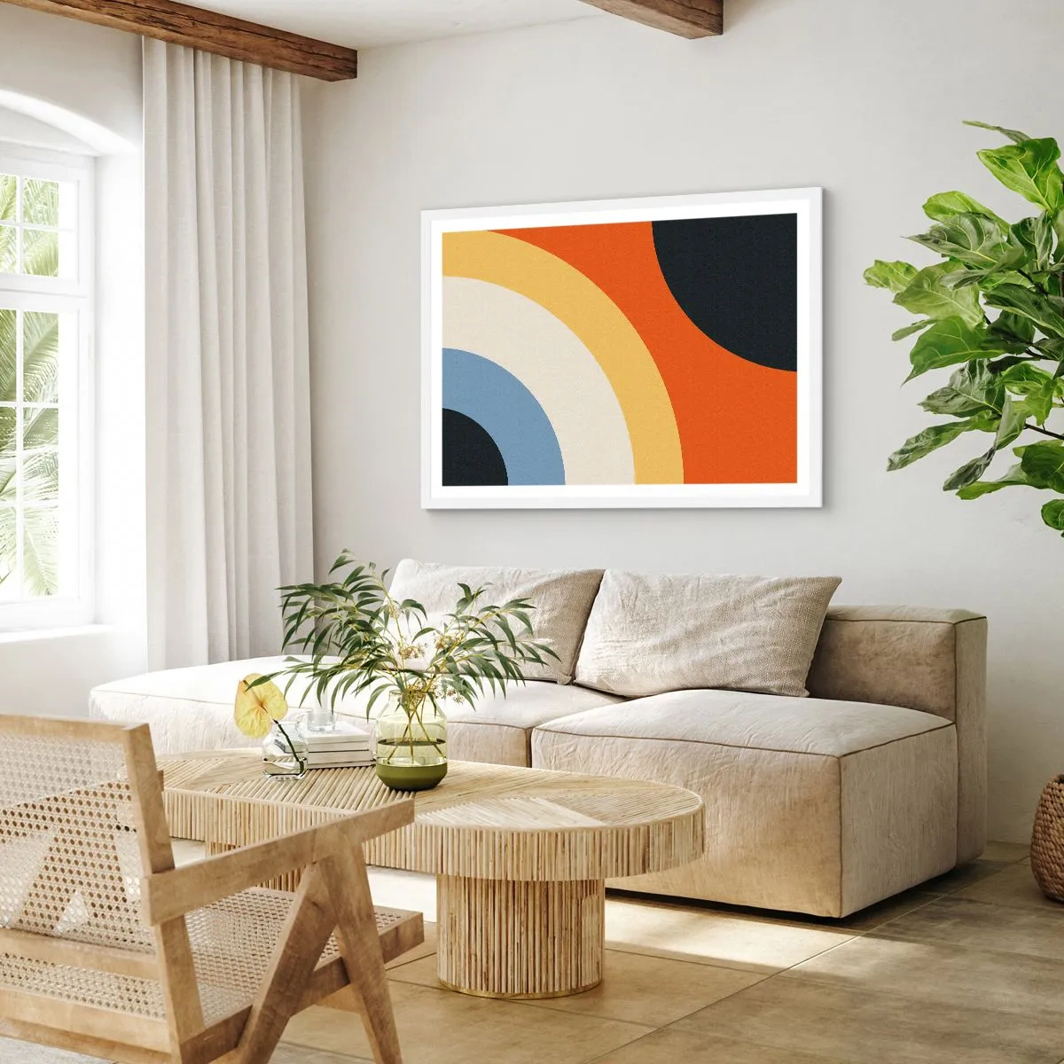 Póster en marco blanco - Círculo sobre círculo - 91x61 cm