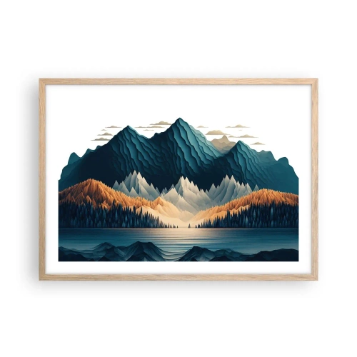 Póster en marco roble claro - Paisaje perfecto de montañas - 70x50 cm