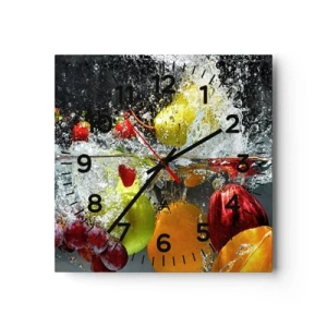Reloj de pared - Reloj de vidrio - Refresco afrutado - 30x30 cm