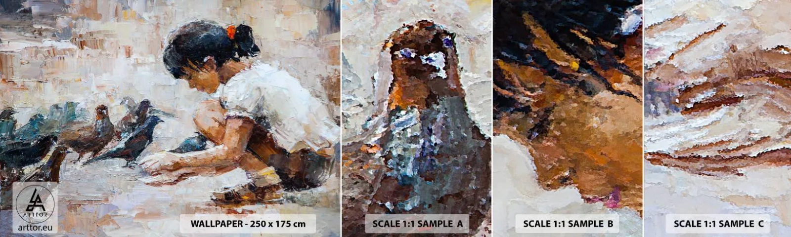 Muestra de fotomural autoadhesivo Deluxe Sticker - Pequeños y dulces - Chica, Pichón, Para niños - 100x30 cm