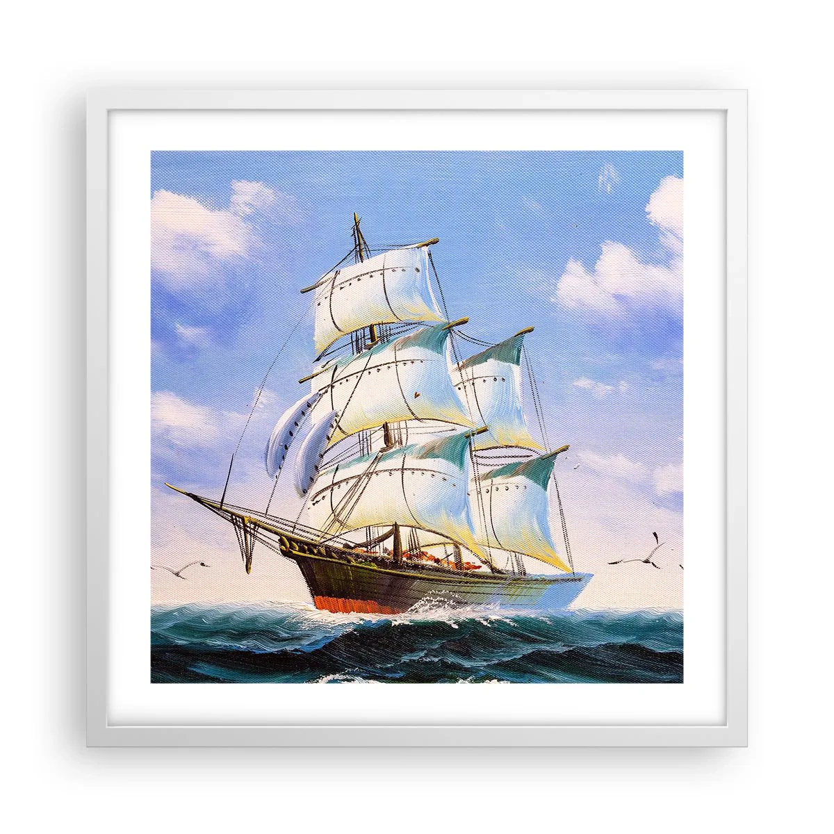 Póster en marco blanco - Orgulloso con el viento - 50x50 cm