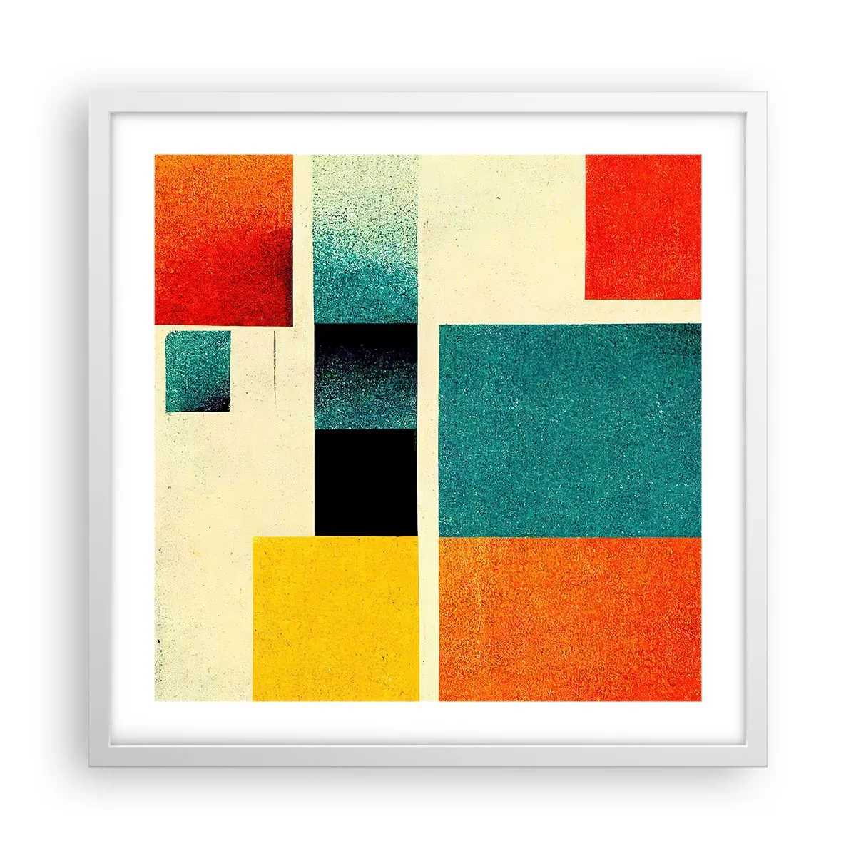 Póster en marco blanco - Abstracción geométrica - buena energía - 50x50 cm