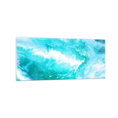 Cuadro sobre vidrio - Impresiones sobre Vidrio - Remolino abstracto en tonos azules - 120x50cm - En el núcleo del elemento - Decoración de pared moderna para salón y dormitorio ARTTOR