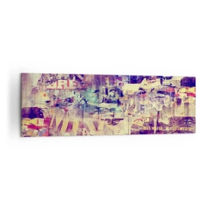 Cuadro sobre lienzo - Impresión de Imagen - Collage abstracto colorido con texto y gráficos. - 160x50cm - Y eso es todo lo que quedará - Decoración de pared moderna para salón y dormitorio ARTTOR