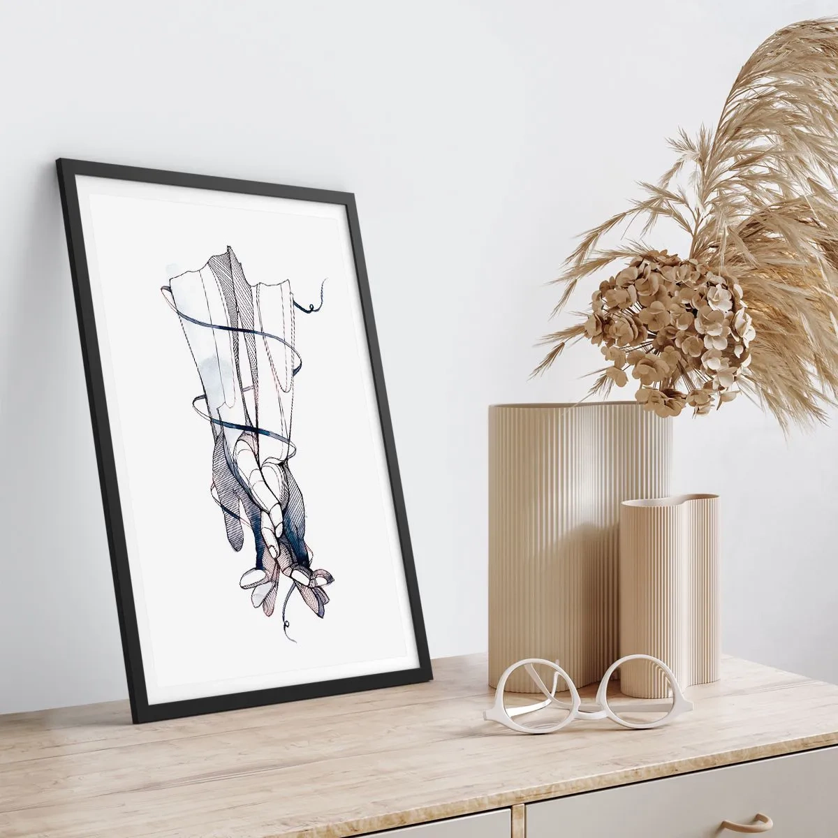 Póster en marco negro - Un estudio sobre el contacto - 30x40 cm