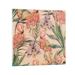 Cuadro sobre vidrio - Impresiones sobre Vidrio - Un ballet rosa en flores - 50x50 cm