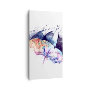 Cuadro sobre lienzo - Impresión de Imagen - Caminando bajo la lluvia - 65x120 cm