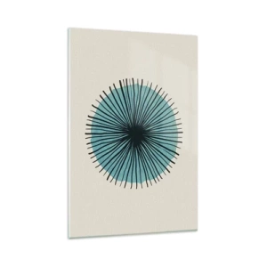Cuadro sobre vidrio - Impresiones sobre Vidrio - Forma circular abstracta con rayos azules - 80x120cm - Radiante en azul - Decoración de pared moderna para salón y dormitorio ARTTOR