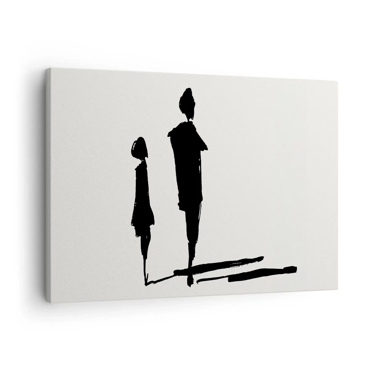 Cuadro sobre lienzo - Impresión de Imagen - Siluetas de dos personas en negro sobre un fondo claro - 70x50cm - ¿Seguro que juntos? - Decoración de pared moderna para salón y dormitorio ARTTOR