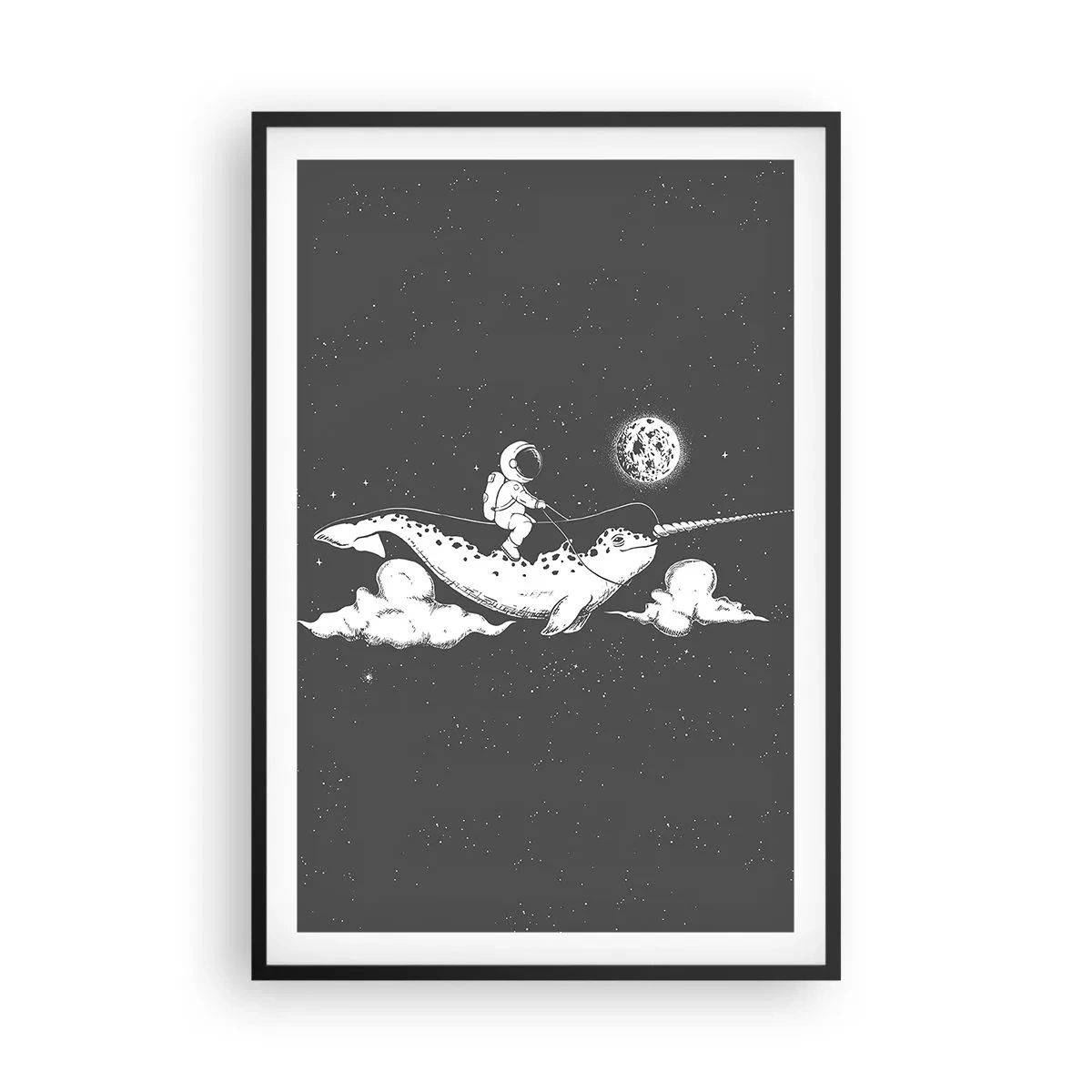 Póster en marco negro - Jinete espacial - 61x91 cm