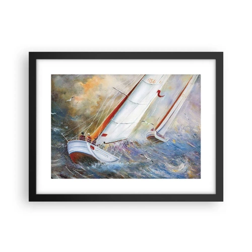 Póster en marco negro - Surcando las olas - 40x30 cm