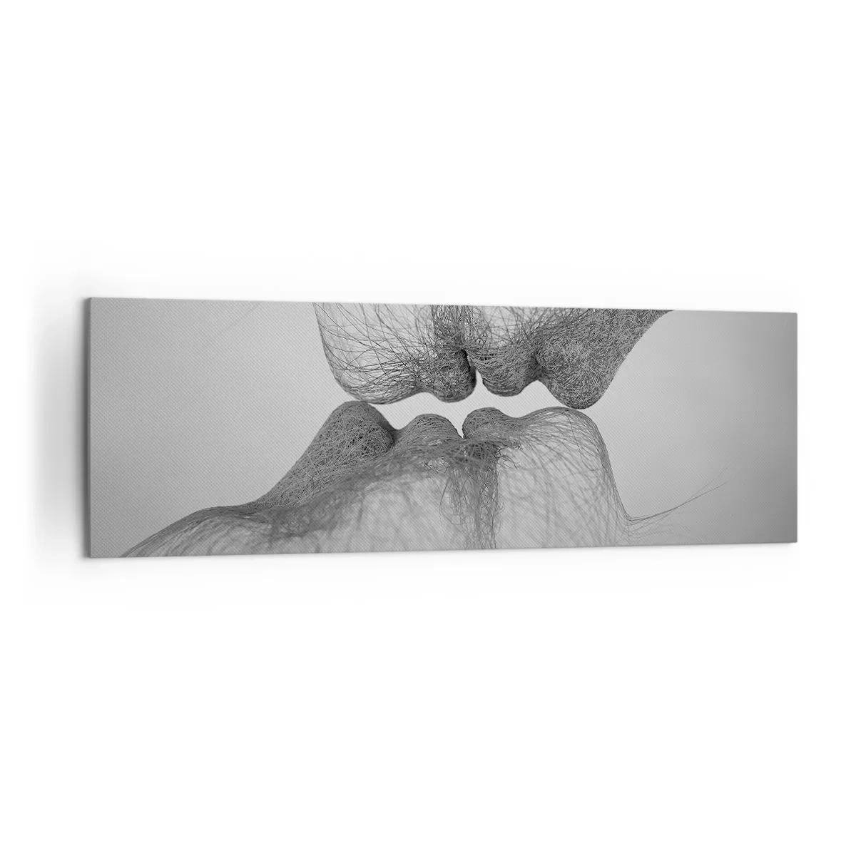 Cuadro sobre lienzo - Impresión de Imagen - Un beso abstracto presentado en forma etérea. - 160x50cm - Beso del viento - Decoración de pared moderna para salón y dormitorio ARTTOR