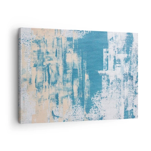 Cuadro sobre lienzo - Impresión de Imagen - Composición abstracta en tonos azules y blancos. - 70x50cm - A través de un carámbano - Decoración de pared moderna para salón y dormitorio ARTTOR