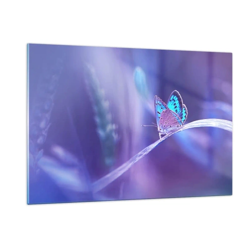 Cuadro sobre vidrio - Impresiones sobre Vidrio - Mariposa sobre un fondo de luz violeta - 120x80cm - Una joya de la naturaleza - Decoración de pared moderna para salón y dormitorio ARTTOR