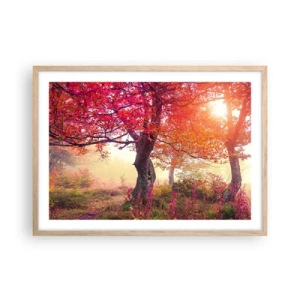 Póster en marco roble claro - Un frenesí de floración - 70x50 cm