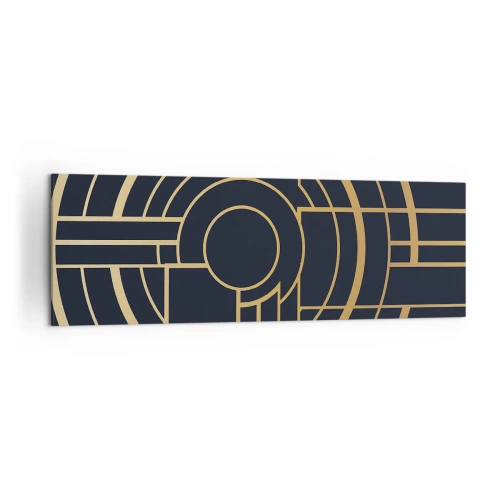 Cuadro sobre lienzo - Impresión de Imagen - Patrón geométrico con líneas doradas. - 160x50cm - Giro de los elementos - Decoración de pared moderna para salón y dormitorio ARTTOR