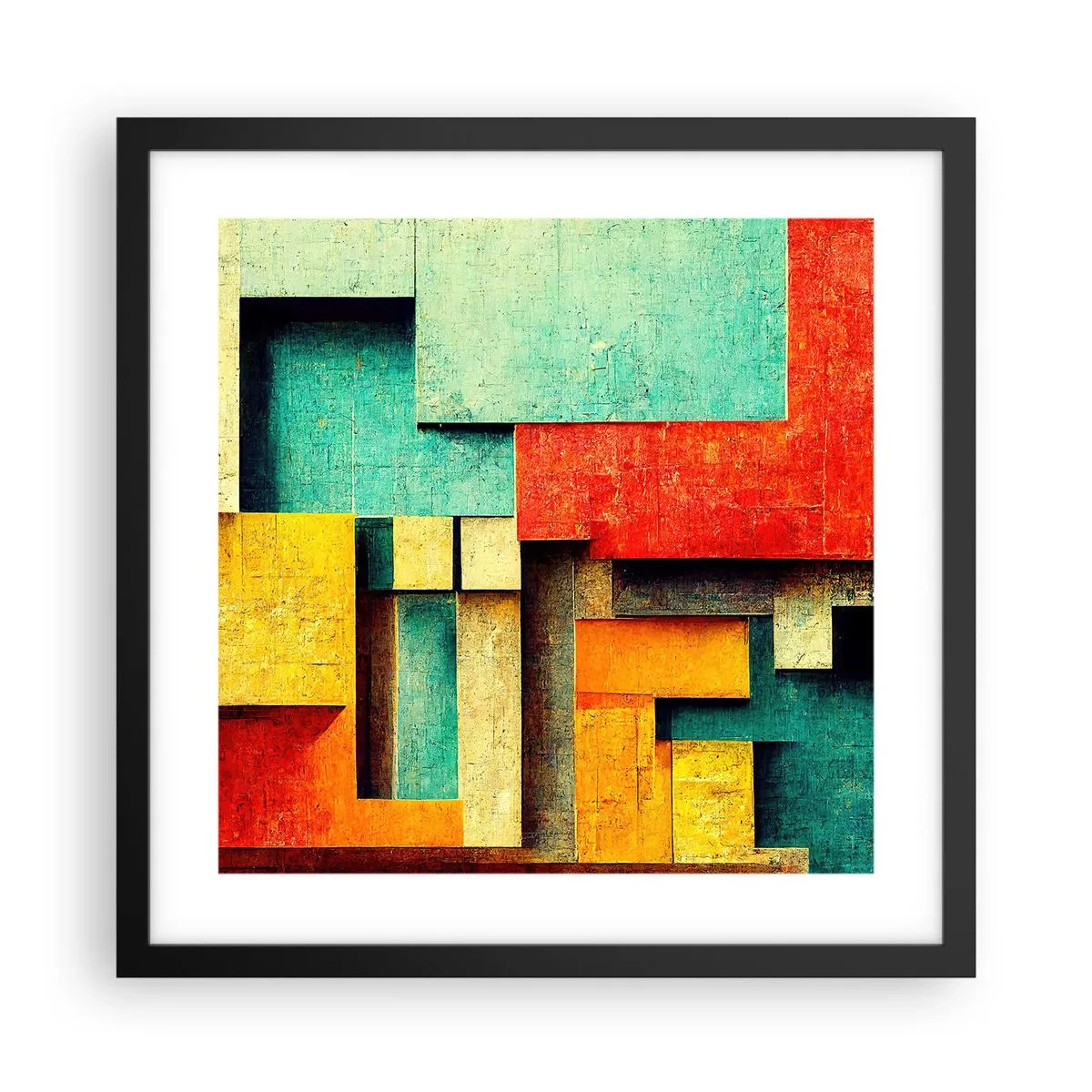 Póster en marco negro - Festival de ángulos rectos - 40x40 cm