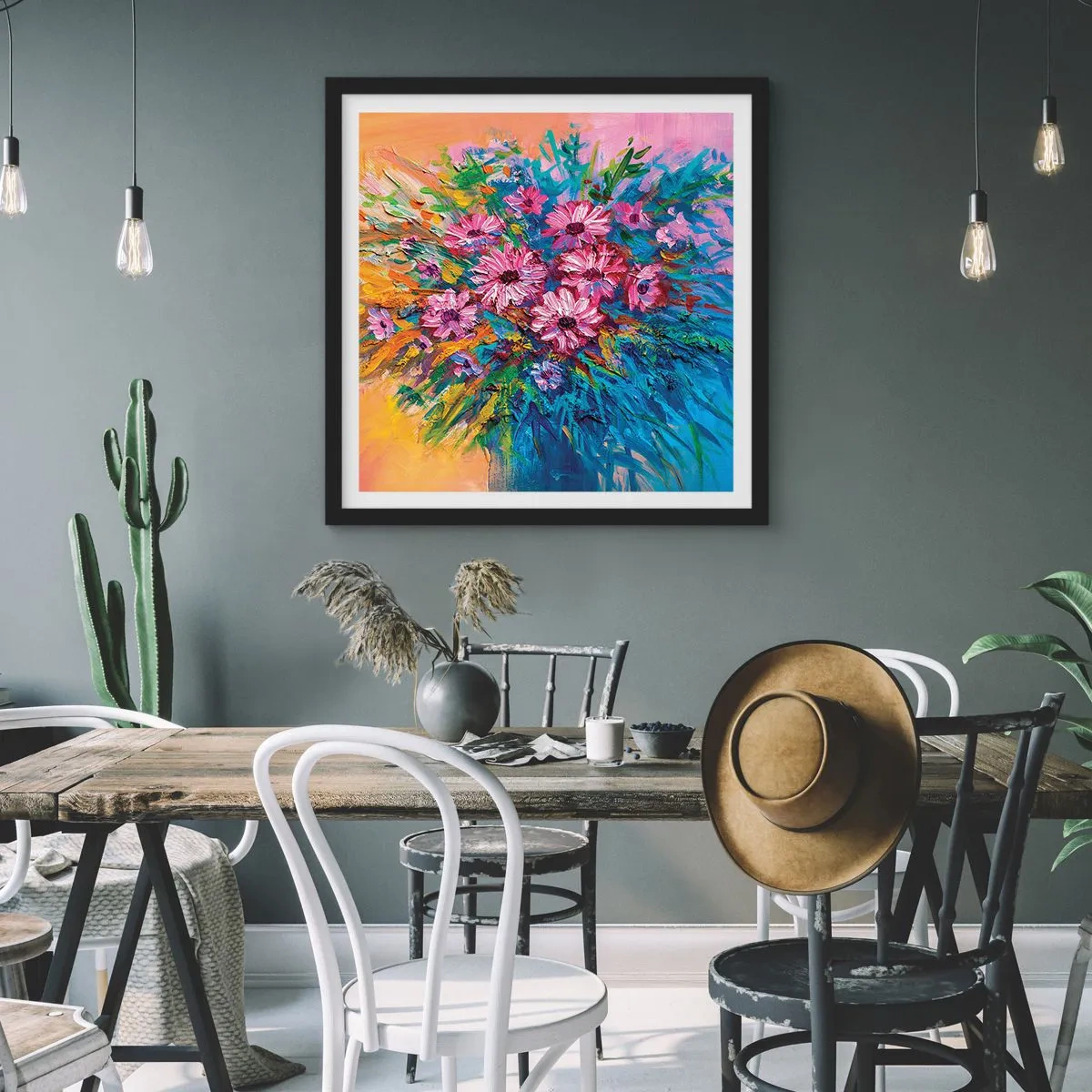 Póster en marco negro - La energía de la vida - 30x30 cm