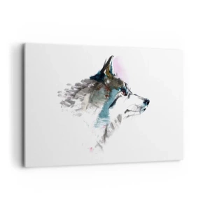 Cuadro sobre lienzo - Impresión de Imagen - Lobo de acuarela en estilo minimalista. - 120x80cm - Habla del lobo si lo ves - Decoración de pared moderna para salón y dormitorio ARTTOR