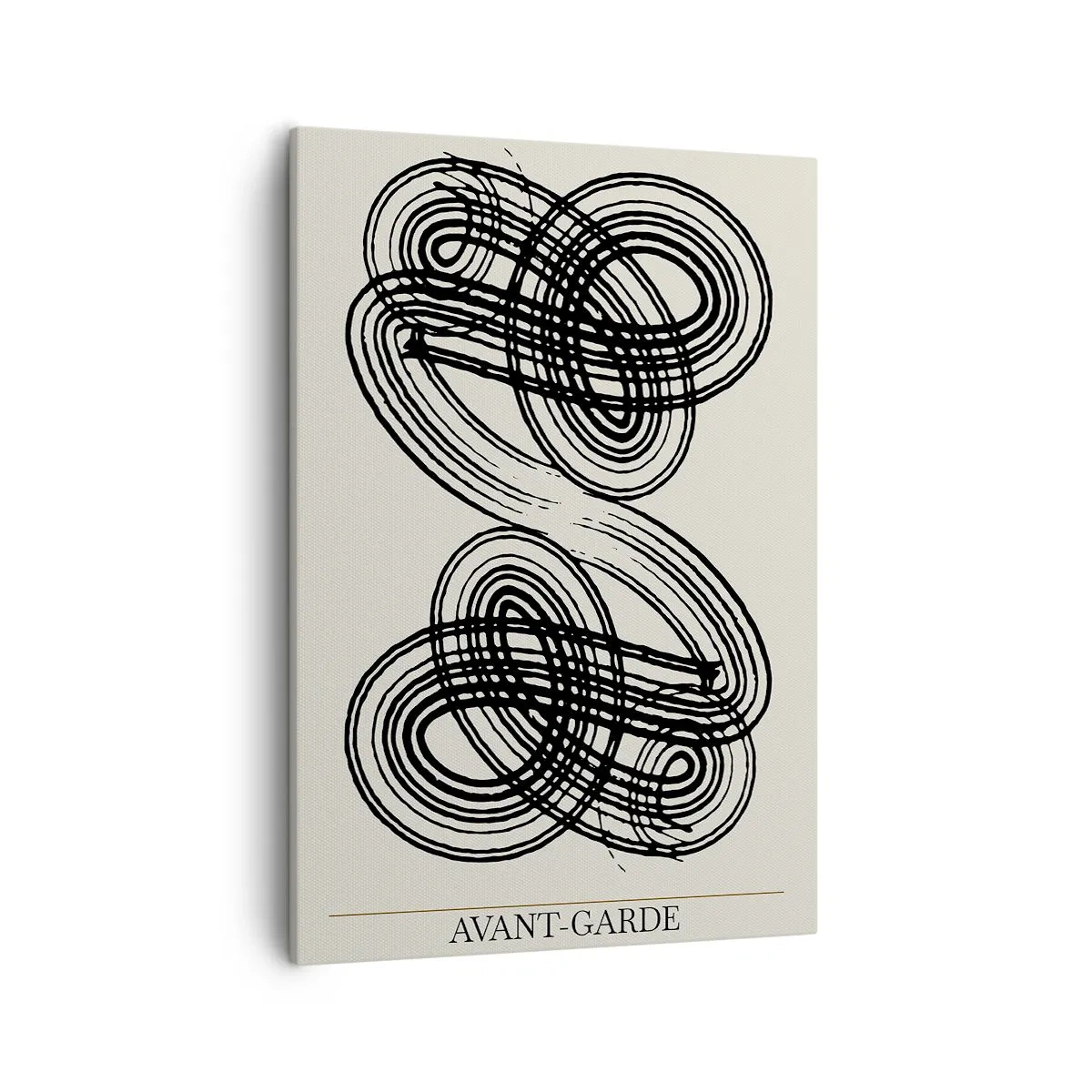 Cuadro sobre lienzo - Impresión de Imagen - Líneas negras abstractas sobre fondo claro en estilo vanguardista. - 50x70cm - Salió espontáneamente - Decoración de pared moderna para salón y dormitorio ARTTOR