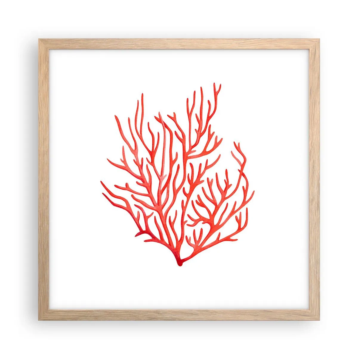 Póster en marco roble claro - Filigrana de coral - 40x40 cm