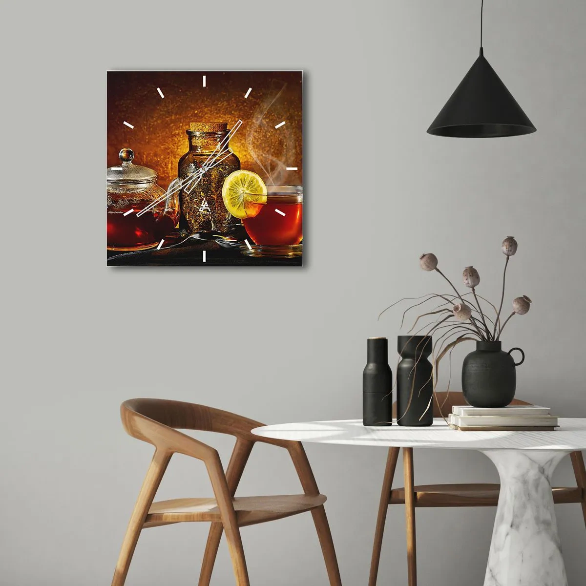 Reloj de pared - Reloj de vidrio - Al estilo de los maestros holandeses - 40x40 cm