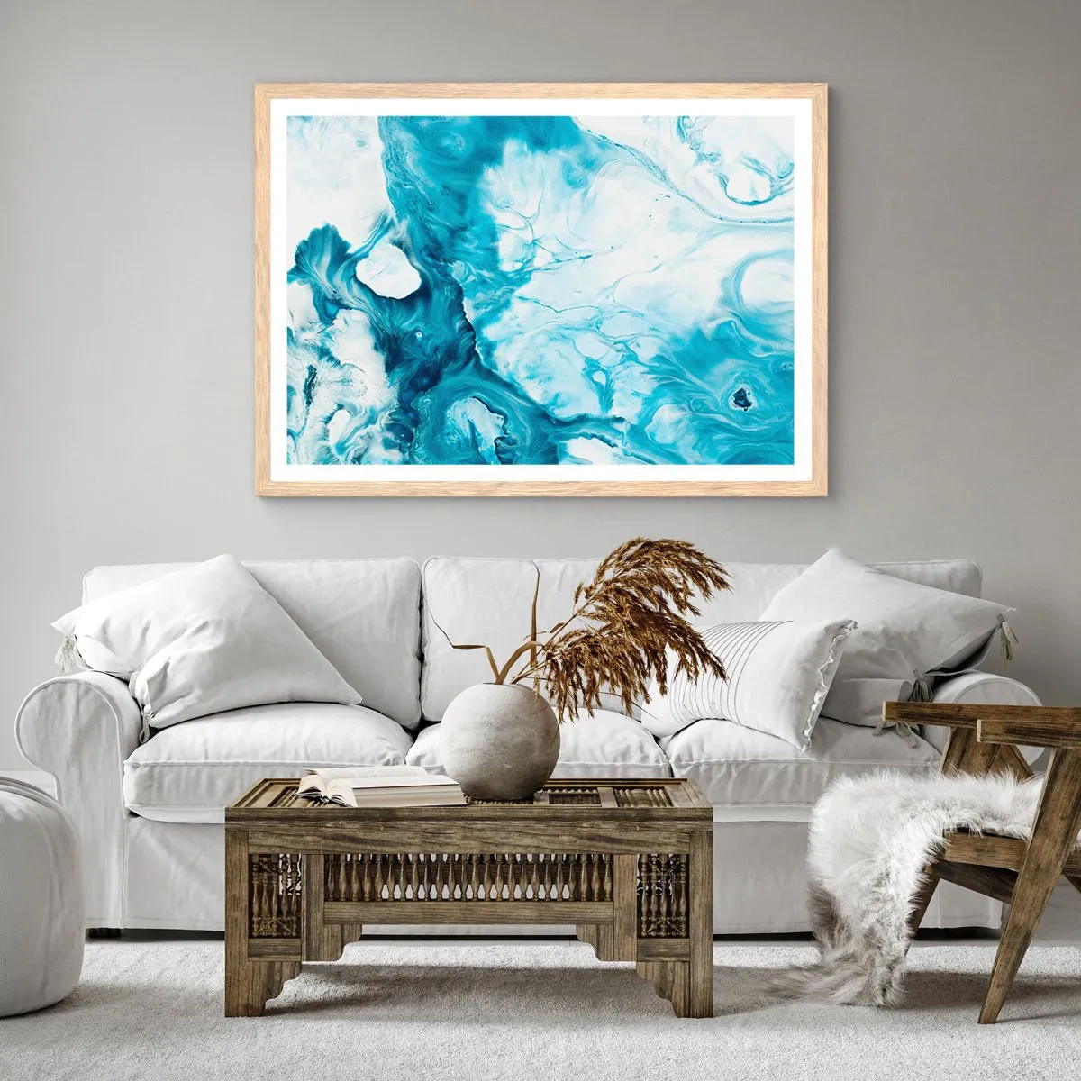 Póster en marco roble claro - Un concierto azul - 70x50 cm