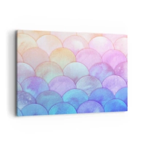 Cuadro sobre lienzo - Impresión de Imagen - Escamas abstractas en tonos pastel - 100x70cm - Concha de perla - Decoración de pared moderna para salón y dormitorio ARTTOR