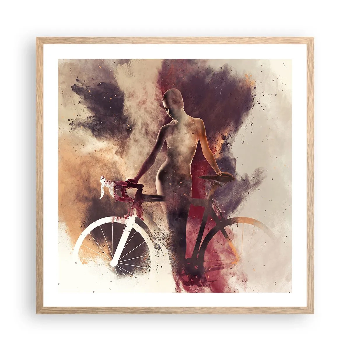 Póster en marco roble claro - En las formas de mármol un alma ciclista - 60x60 cm