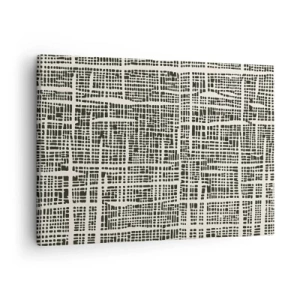 Cuadro sobre lienzo - Impresión de Imagen - Un patrón geométrico que se asemeja a una cuadrícula sobre un fondo claro. - 70x50cm - Composición del tejido - Decoración de pared moderna para salón y dormitorio ARTTOR