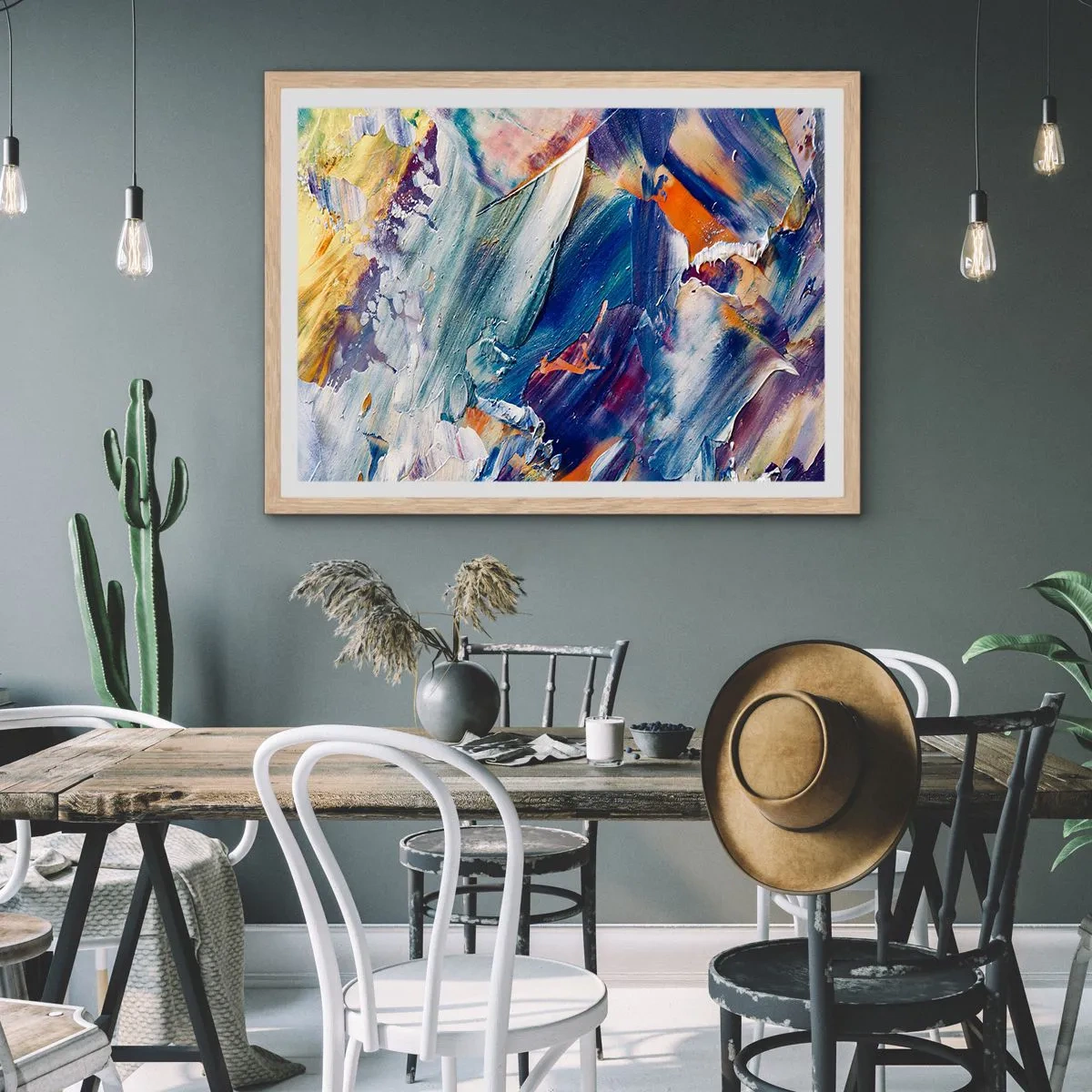 Póster en marco roble claro - Confusión de colores - 50x40 cm