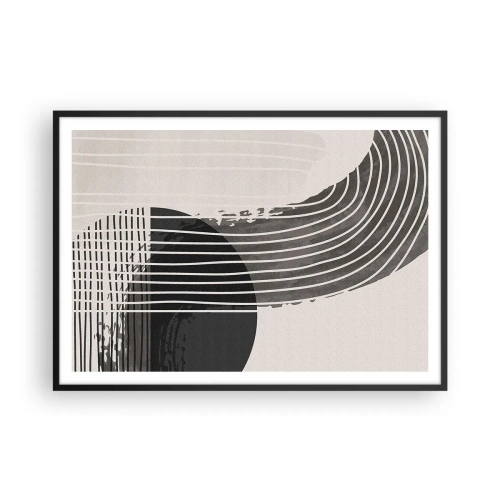 Póster en marco negro - Patrón abstracto con líneas y formas geométricas. - 100x70cm - Ida y vuelta - Decoración de pared moderna para salón y dormitorio ARTTOR