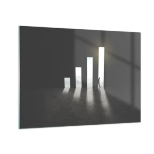 Cuadro sobre vidrio - Impresiones sobre Vidrio - El hombre a la luz del crecimiento simbolizando el desarrollo. - 70x50cm - El camino del éxito - Decoración de pared moderna para salón y dormitorio ARTTOR