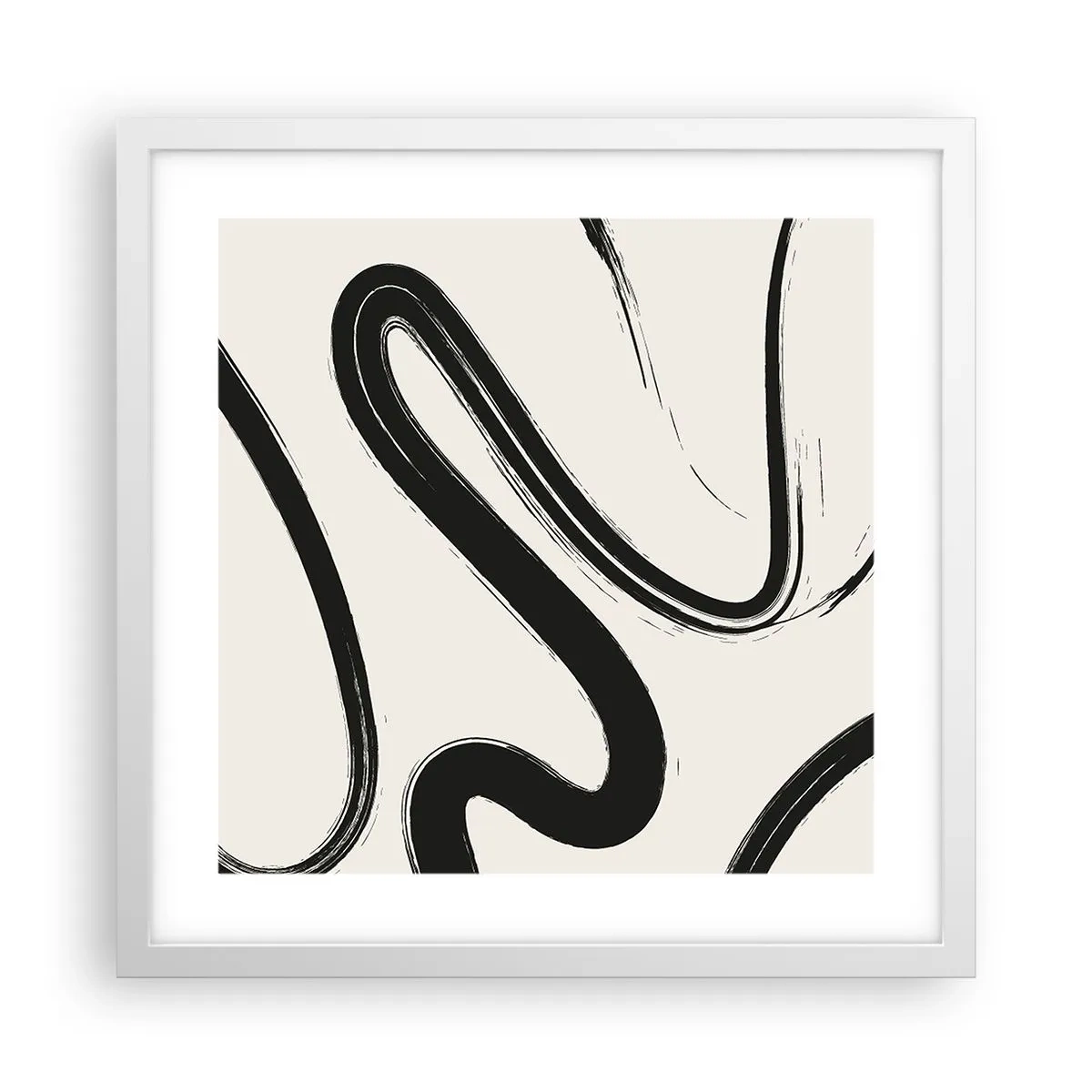 Póster en marco blanco - Fantasía en blanco y negro - 40x40 cm