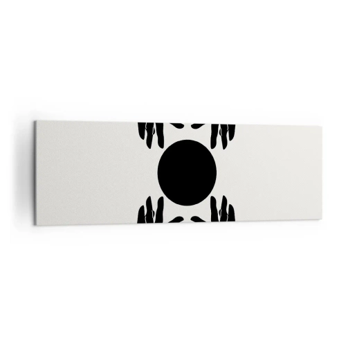 Cuadro sobre lienzo - Impresión de Imagen - Manos negras en una composición simétrica con una pelota. - 160x50cm - Una señal secreta - Decoración de pared moderna para salón y dormitorio ARTTOR