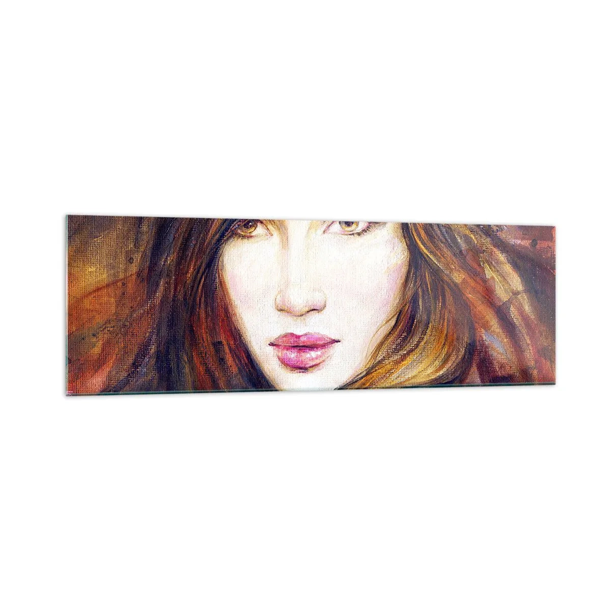 Cuadro sobre vidrio - Impresiones sobre Vidrio - Retrato de una mujer en estilo pictórico. - 160x50cm - Veo tus pensamientos - Decoración de pared moderna para salón y dormitorio ARTTOR