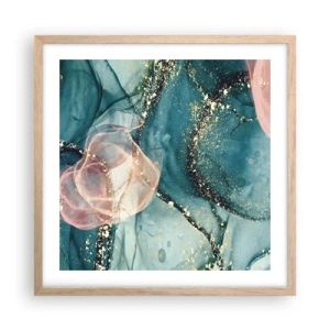 Póster en marco roble claro - Seda azul, tul rosa - 50x50 cm