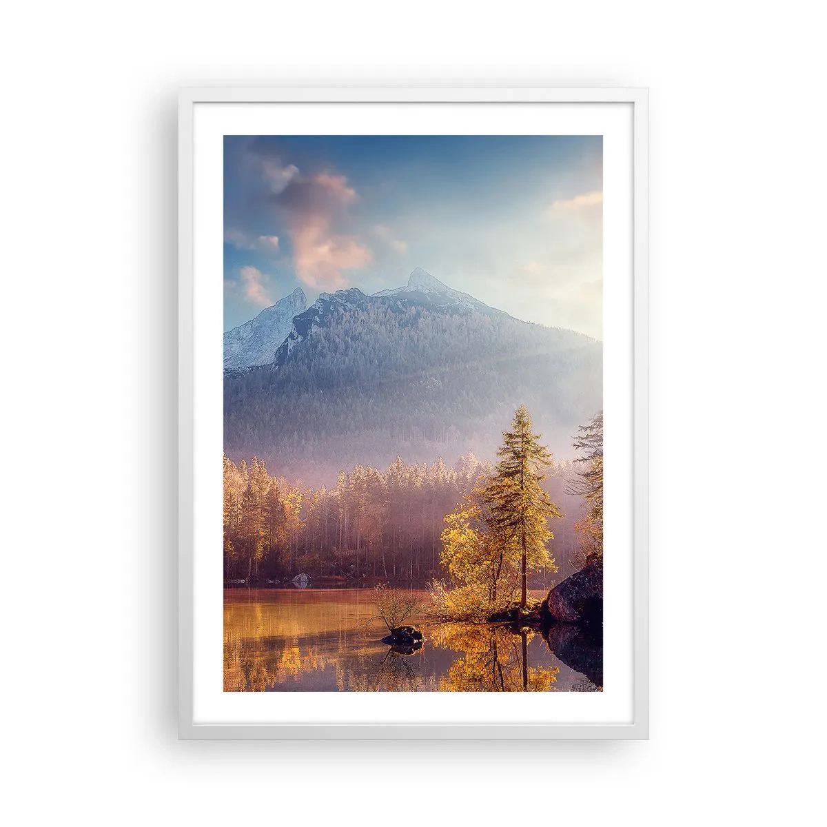 Póster en marco blanco - Entre las montañas y los valles - 50x70 cm