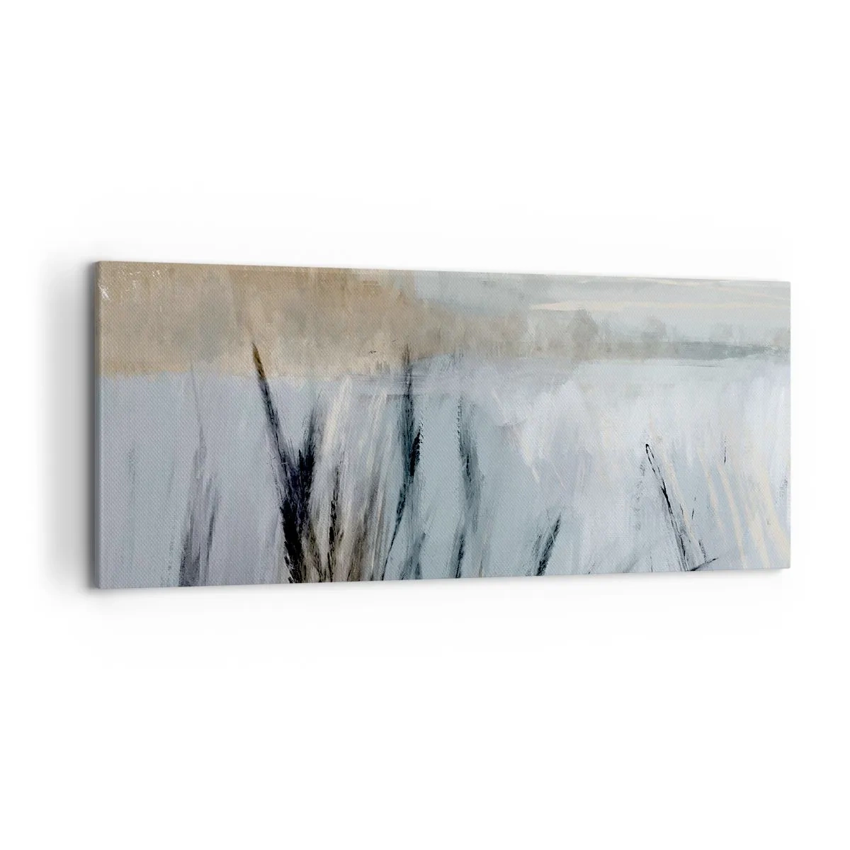 Cuadro sobre lienzo - Impresión de Imagen - Un pintoresco paisaje invernal con campos y pastos. - 120x50cm - Campos de invierno - Decoración de pared moderna para salón y dormitorio ARTTOR