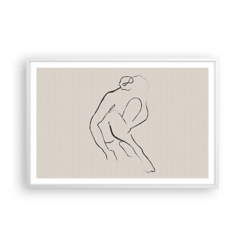 Póster en marco blanco - Boceto íntimo - 91x61 cm