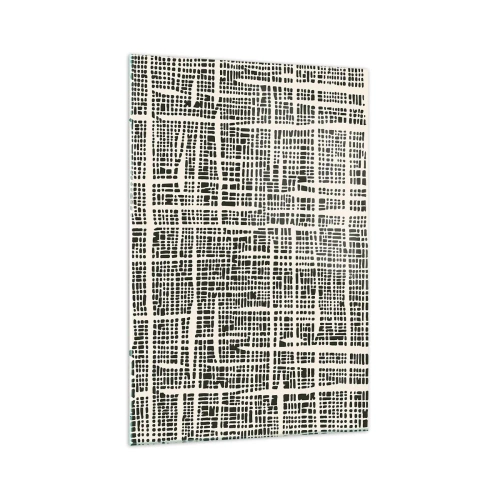 Cuadro sobre vidrio - Impresiones sobre Vidrio - Un patrón geométrico que se asemeja a una cuadrícula sobre un fondo claro. - 70x100cm - Composición del tejido - Decoración de pared moderna para salón y dormitorio ARTTOR